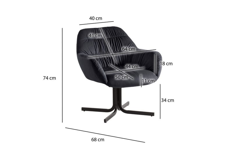 Lounge & Cocktailstol Wohnling hyggeligt fløjl polstret, med armlæn, moderne stil Sort - Sort - Møbler - Stole & lænestole - Lænestole