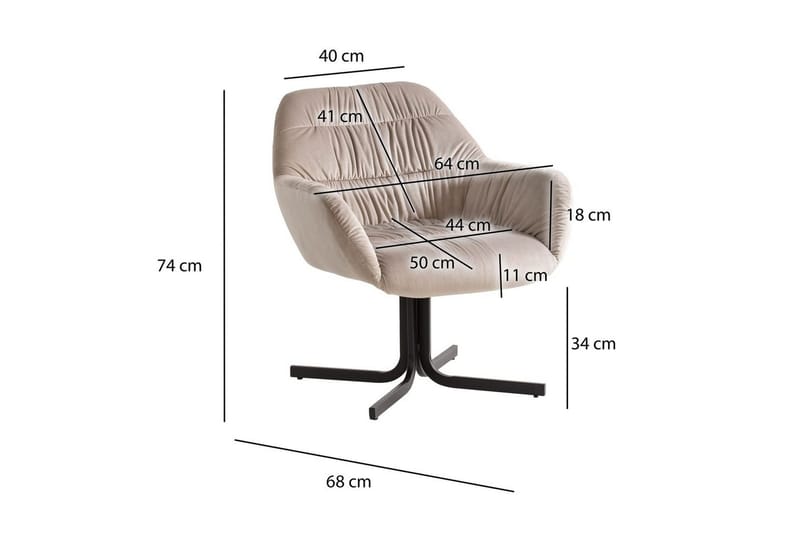 Lounge & Cocktailstol Wohnling hyggeligt fløjl polstret, med armlæn, moderne stil Beige - Beige - Møbler - Stole & lænestole - Lænestole