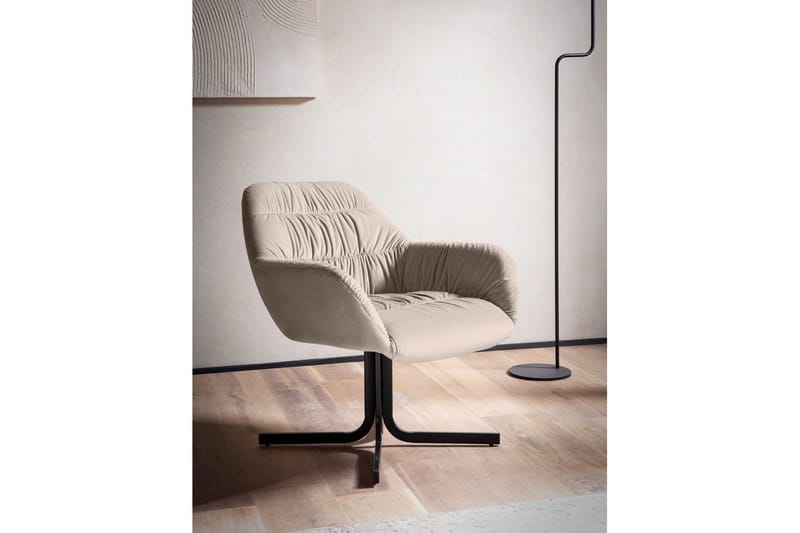 Lounge & Cocktailstol Wohnling hyggeligt fløjl polstret, med armlæn, moderne stil Beige - Beige - Møbler - Stole & lænestole - Lænestole