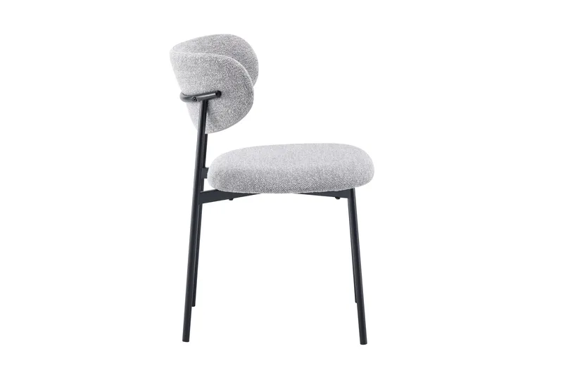 Lucy spisebordsstol - Grå Bouclé/Metalben Sort - Møbler - Stole & lænestole - Spisebordsstole & køkkenstole