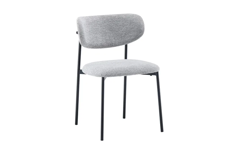 Lucy spisebordsstol, Grå Bouclé/Metalben Sort