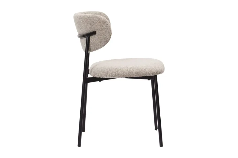 Lucy Spisestol - Greige bouclé / Metalben sort - Møbler - Stole & lænestole - Spisebordsstole & køkkenstole