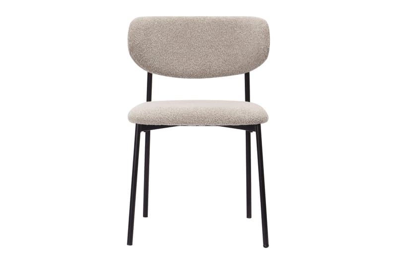 Lucy Spisestol, Greige bouclé / Metalben sort