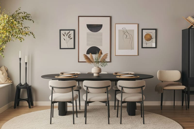 Lucy Spisestol - Greige bouclé / Metalben sort - Møbler - Stole & lænestole - Spisebordsstole & køkkenstole