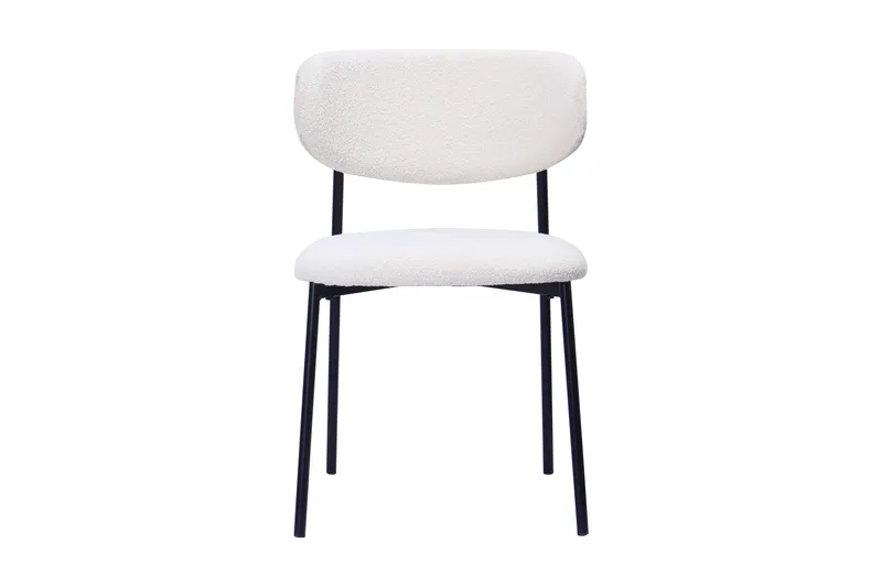 Lucy Spisestol - Hvid bouclé / Metalben sort - Møbler - Stole & lænestole - Spisebordsstole & køkkenstole