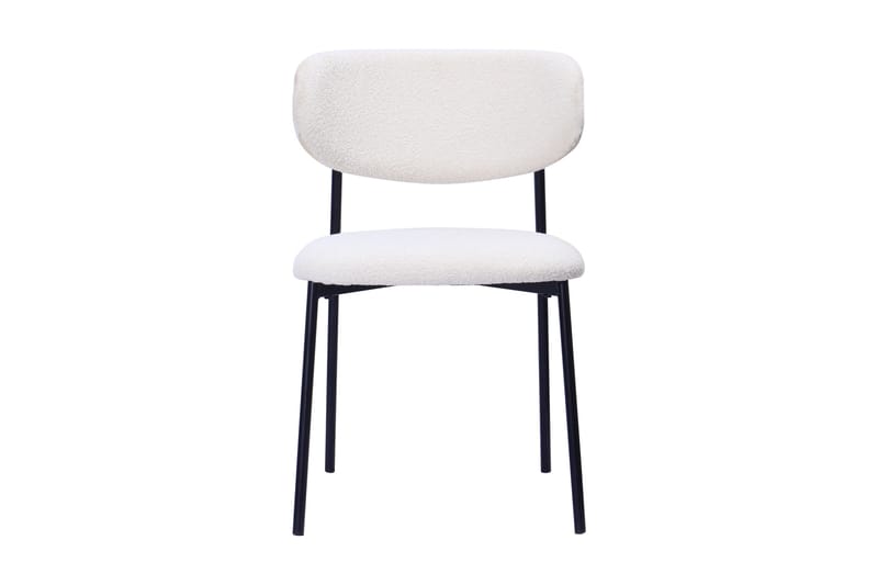 Lucy Spisestol, Hvid bouclé / Metalben sort