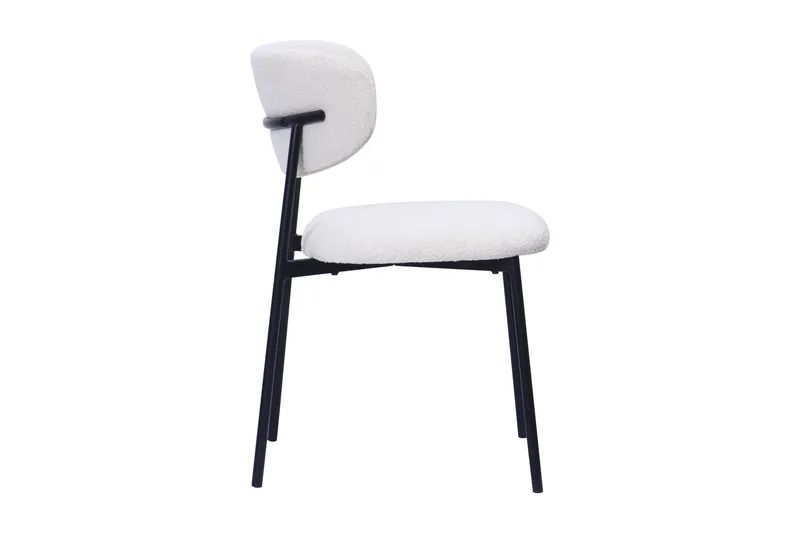 Lucy Spisestol - Hvid bouclé / Metalben sort - Møbler - Stole & lænestole - Spisebordsstole & køkkenstole