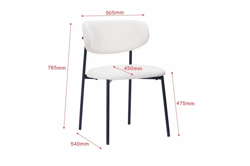 Lucy Spisestol - Hvid bouclé / Metalben sort - Møbler - Stole & lænestole - Spisebordsstole & køkkenstole