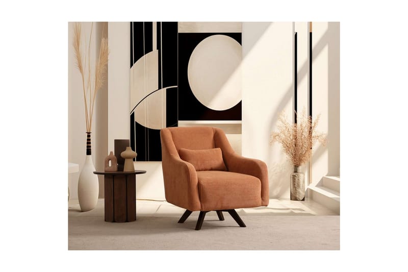 Malkiat Lounge lænestol - Orange/Sort - Møbler - Stole & lænestole - Lænestole