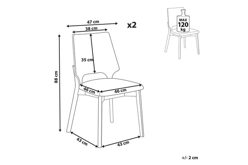 Matsalsstol Beliani Abee set om 2 Grå-Ljust Trä Light grey VALUE_MISSING_2 - Møbler - Stole & lænestole - Spisebordsstole & køkkenstole