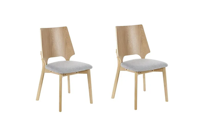 Matsalsstol Beliani Abee set om 2 Grå-Ljust Trä Light grey VALUE_MISSING_2 - Møbler - Stole & lænestole - Spisebordsstole & køkkenstole