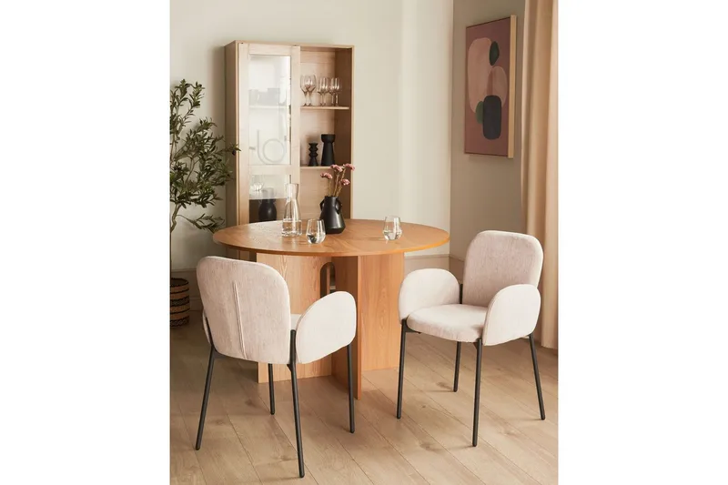 Matsalsstol Beliani Albee set om 2 Beige - Møbler - Stole & lænestole - Spisebordsstole & køkkenstole