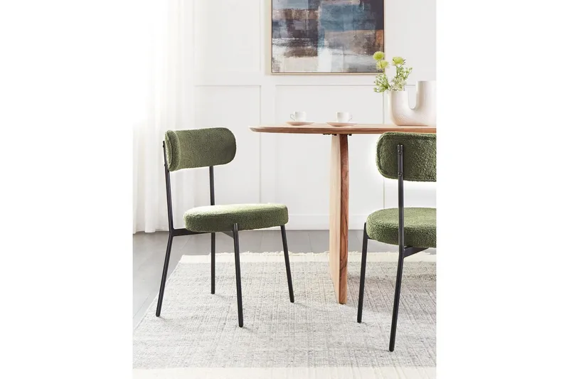 Matsalsstol Beliani Allison set om 2 Beige-Svart Dark green - Møbler - Stole & lænestole - Spisebordsstole & køkkenstole