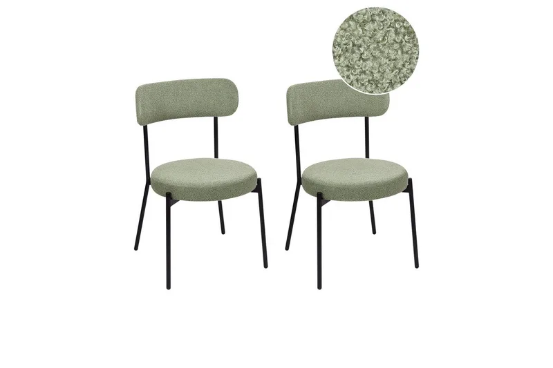 Matsalsstol Beliani Allison set om 2 Beige-Svart Light green, undefined