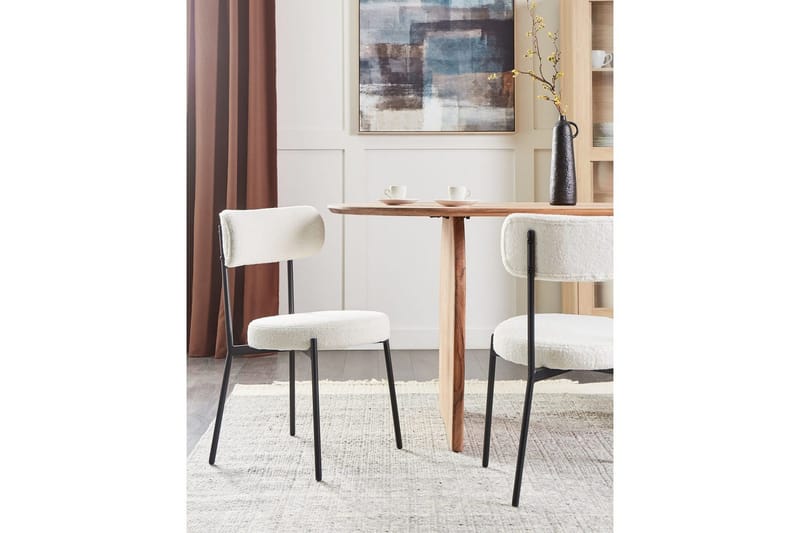 Matsalsstol Beliani Allison set om 2 Beige-Svart White - Møbler - Stole & lænestole - Spisebordsstole & køkkenstole