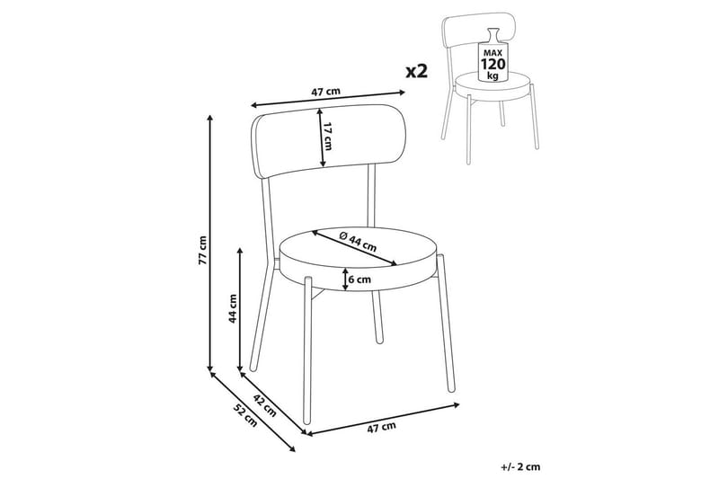 Matsalsstol Beliani Allison set om 2 Beige-Svart White - Møbler - Stole & lænestole - Spisebordsstole & køkkenstole