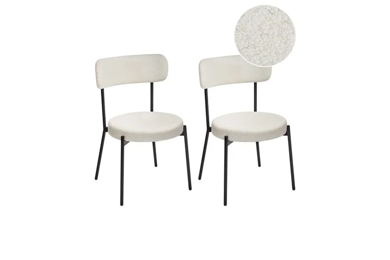 Matsalsstol Beliani Allison set om 2 Beige-Svart White, undefined