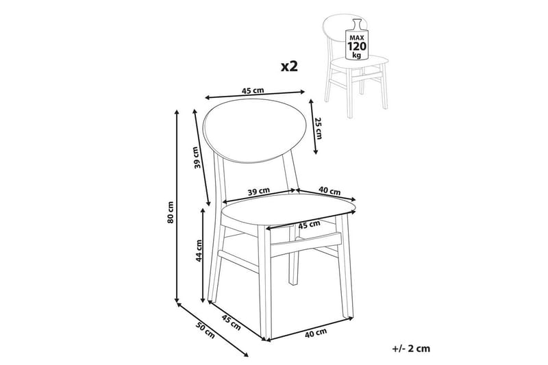 Matsalsstol Beliani Amery set om 2 Ljus Trä-Brun Cream white - Møbler - Stole & lænestole - Spisebordsstole & køkkenstole