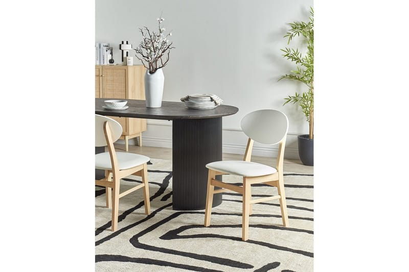 Matsalsstol Beliani Amery set om 2 Ljus Trä-Brun Cream white - Møbler - Stole & lænestole - Spisebordsstole & køkkenstole