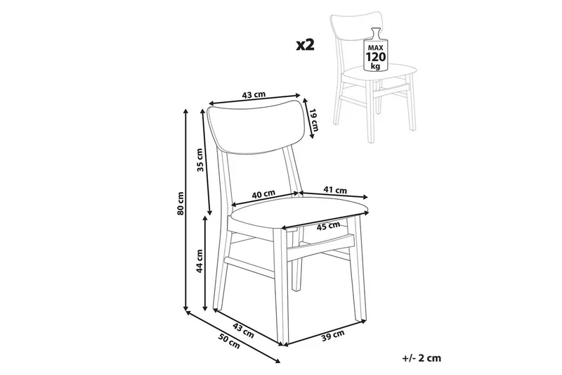 Matsalsstol Beliani Anoka set om 2 Mörk Trä-Beige Light grey - Møbler - Stole & lænestole - Spisebordsstole & køkkenstole