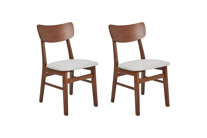 Matsalsstol Beliani Anoka set om 2 Mörk Trä-Beige Light grey - Møbler - Stole & lænestole - Spisebordsstole & køkkenstole