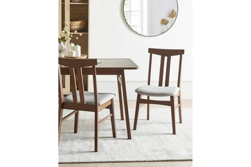 Matsalsstol Beliani Avalon set om 2 Ljus Trä-Beige Light grey - Møbler - Stole & lænestole - Spisebordsstole & køkkenstole