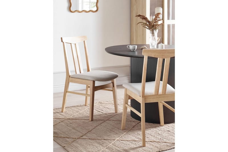 Matsalsstol Beliani Avalon set om 2 Ljus Trä-Beige Ljusbeige - Møbler - Stole & lænestole - Spisebordsstole & køkkenstole
