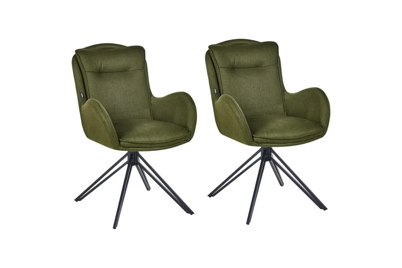 Matsalsstol Beliani Avelar set om 2 Beige-Svart Dark green, undefined