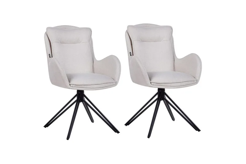 Matsalsstol Beliani Avelar set om 2 Beige-Svart Ljusbeige - Møbler - Stole & lænestole - Spisebordsstole & køkkenstole