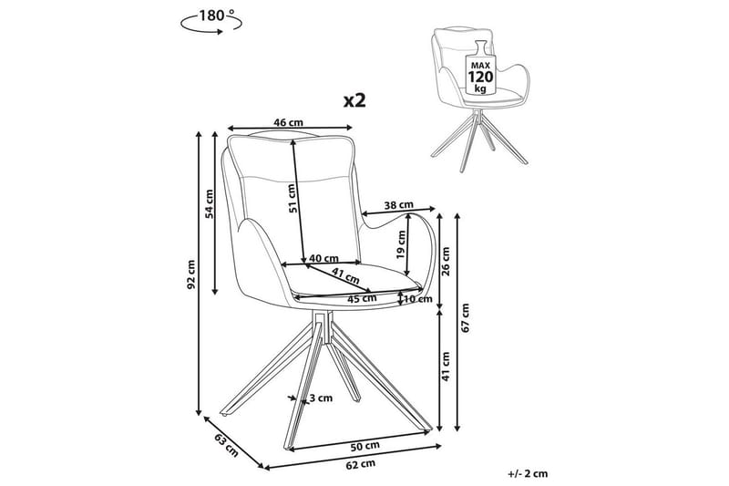 Matsalsstol Beliani Avelar set om 2 Beige-Svart Ljusbeige - Møbler - Stole & lænestole - Spisebordsstole & køkkenstole