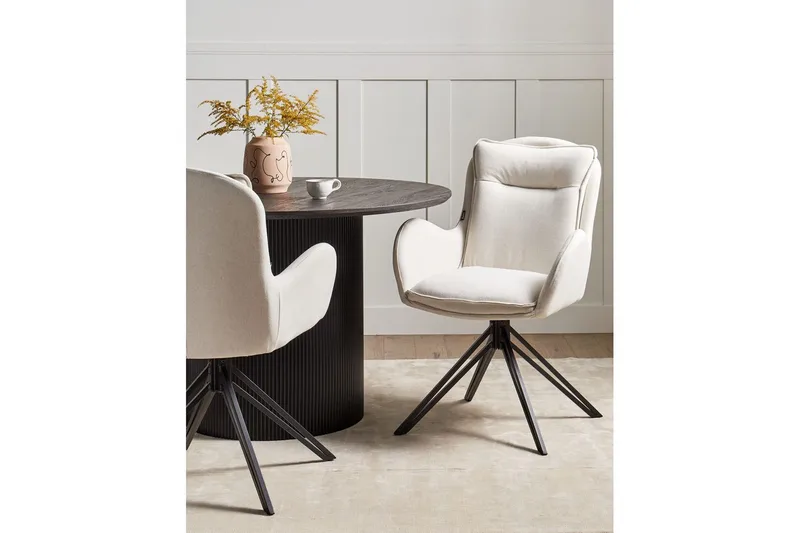 Matsalsstol Beliani Avelar set om 2 Beige-Svart Ljusbeige - Møbler - Stole & lænestole - Spisebordsstole & køkkenstole