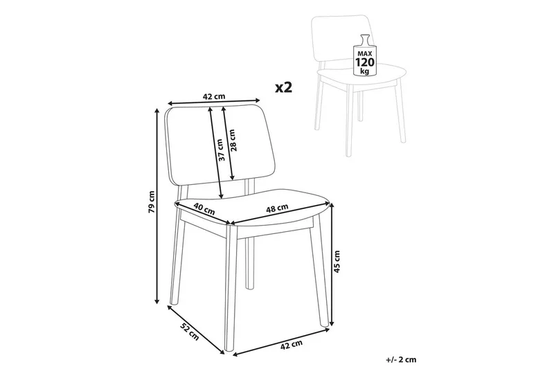 Matsalsstol Beliani Blane set om 2 Ljus Trä-Beige Light wood - Møbler - Stole & lænestole - Spisebordsstole & køkkenstole