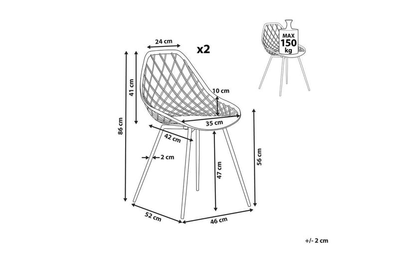 Matsalsstol Beliani Canton Ii set om 2 Beige - Møbler - Stole & lænestole - Spisebordsstole & køkkenstole