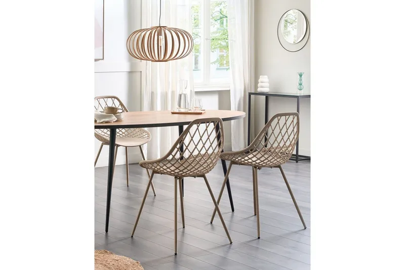 Matsalsstol Beliani Canton Ii set om 2 Beige - Møbler - Stole & lænestole - Spisebordsstole & køkkenstole