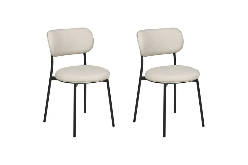Matsalsstol Beliani Casey set om 2 Beige-Svart Ljusbeige - Møbler - Stole & lænestole - Spisebordsstole & køkkenstole