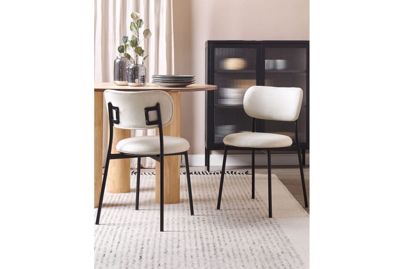Matsalsstol Beliani Casey set om 2 Beige-Svart Ljusbeige - Møbler - Stole & lænestole - Spisebordsstole & køkkenstole