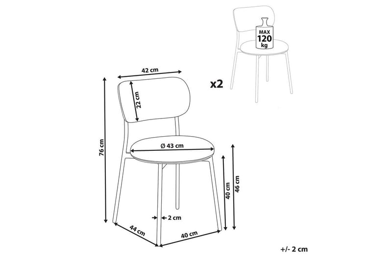 Matsalsstol Beliani Casey set om 2 Beige-Svart Off White - Møbler - Stole & lænestole - Spisebordsstole & køkkenstole