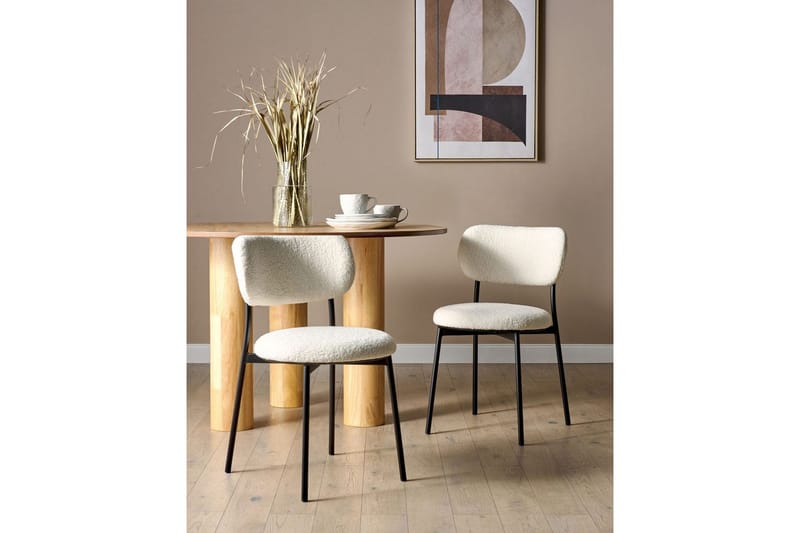 Matsalsstol Beliani Casey set om 2 Beige-Svart Off White - Møbler - Stole & lænestole - Spisebordsstole & køkkenstole