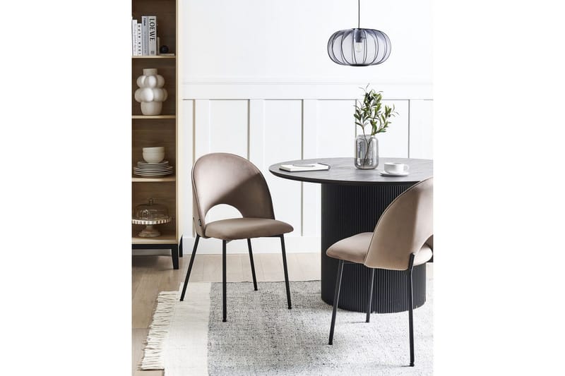 Matsalsstol Beliani Covelo set om 2 Taupe - Møbler - Stole & lænestole - Spisebordsstole & køkkenstole