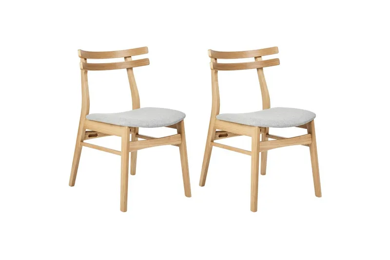 Matsalsstol Beliani Cynthiana set om 2 Ljus Trä-Grå Light grey - Møbler - Stole & lænestole - Spisebordsstole & køkkenstole