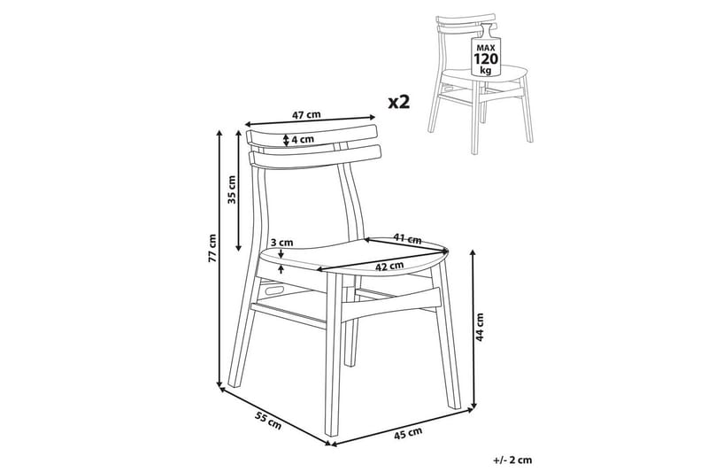Matsalsstol Beliani Cynthiana set om 2 Ljus Trä-Grå Ljusbeige - Møbler - Stole & lænestole - Spisebordsstole & køkkenstole