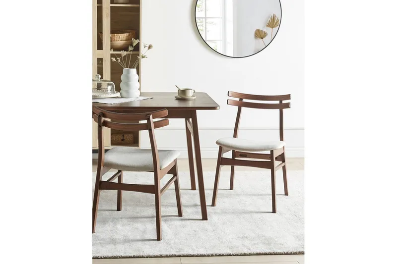 Matsalsstol Beliani Cynthiana set om 2 Ljus Trä-Grå Ljusbeige - Møbler - Stole & lænestole - Spisebordsstole & køkkenstole