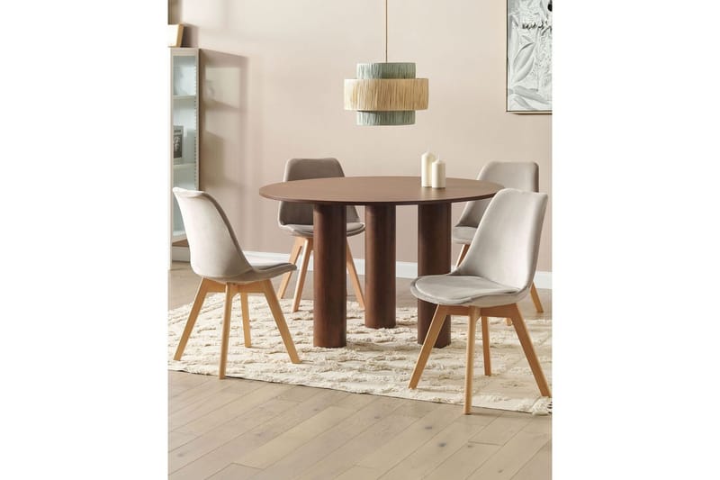 Matsalsstol Beliani Dakota Ii set om 2 Beige-Ljust Trä Taupe - Møbler - Stole & lænestole - Spisebordsstole & køkkenstole