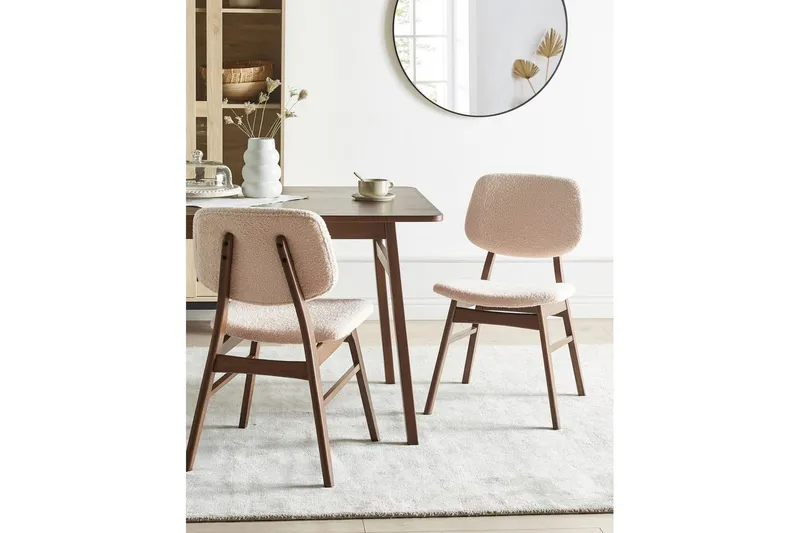 Matsalsstol Beliani Ella set om 2 Ljus Trä-Beige Ljusbeige - Møbler - Stole & lænestole - Spisebordsstole & køkkenstole