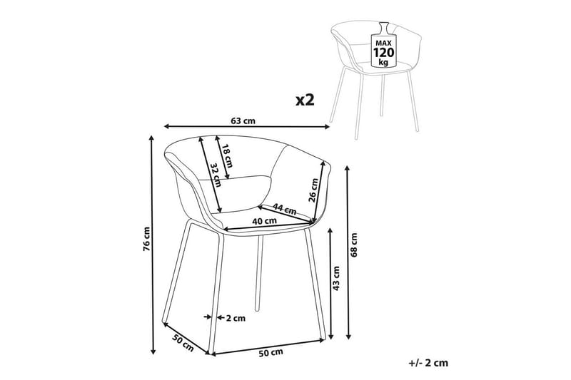 Matsalsstol Beliani Elma set om 2 Blå-Svart Dark blue - Møbler - Stole & lænestole - Spisebordsstole & køkkenstole