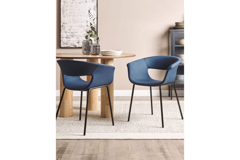 Matsalsstol Beliani Elma set om 2 Blå-Svart Dark blue - Møbler - Stole & lænestole - Spisebordsstole & køkkenstole