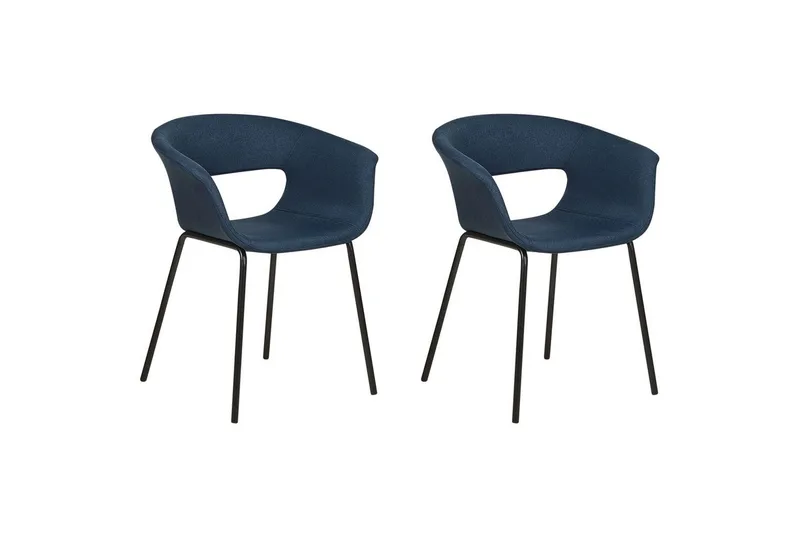 Matsalsstol Beliani Elma set om 2 Blå-Svart Dark blue - Møbler - Stole & lænestole - Spisebordsstole & køkkenstole