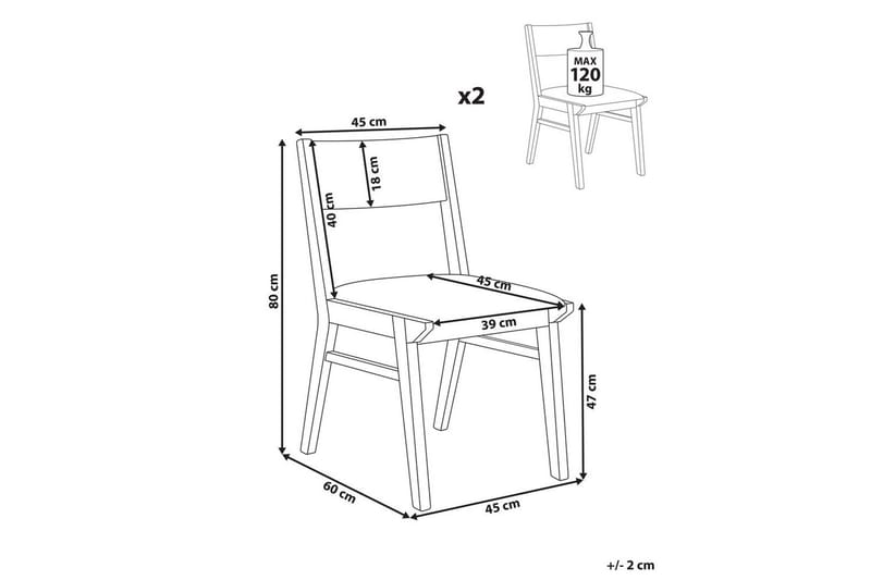 Matsalsstol Beliani Enola set om 2 Ljus Trä-Grå Light grey - Møbler - Stole & lænestole - Spisebordsstole & køkkenstole