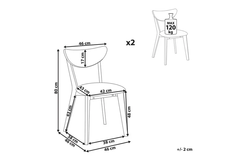 Matsalsstol Beliani Erie set om 2 Light wood - Møbler - Stole & lænestole - Spisebordsstole & køkkenstole