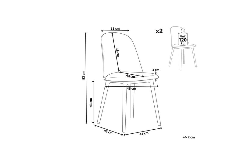 Matsalsstol Beliani Fomby set om 2 Blå Light blue - Møbler - Stole & lænestole - Spisebordsstole & køkkenstole
